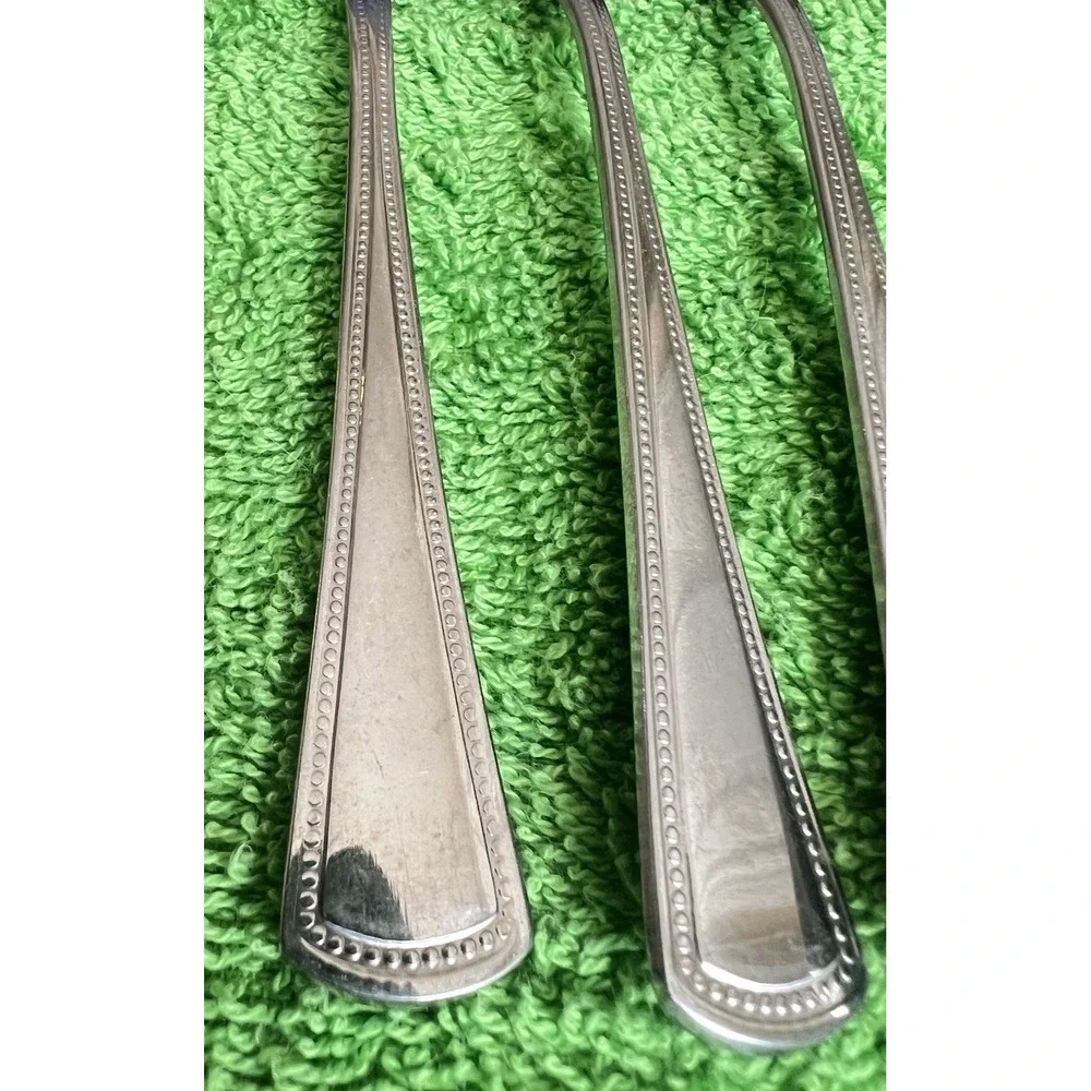 Crestware Stainless Teaspoons Beaded Edge Glossy 6